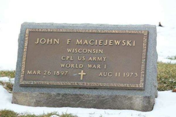 JOHN F MACIEJEWSKI MEMORIAL CEMETERY STONE