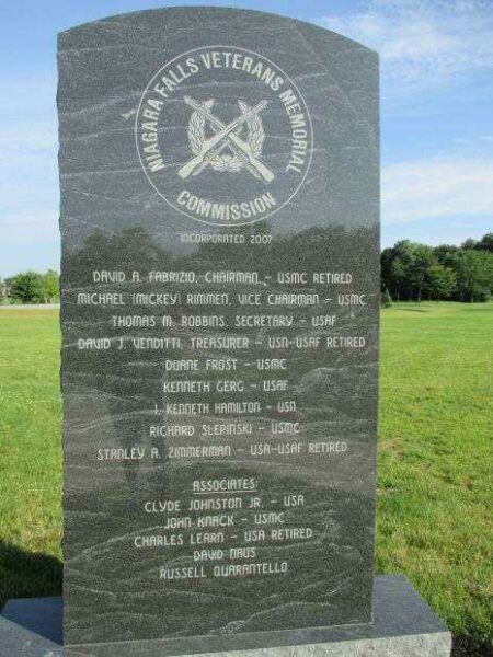 NIAGARA FALLS VETERANS MEMORIAL DEDICATION STONE