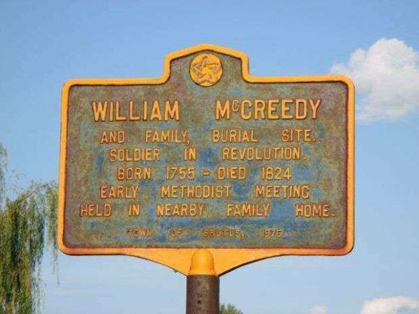 WILLIAM MCCREEDY REVOLUTIONARY WAR SOLDIER MEMORIAL MAKER