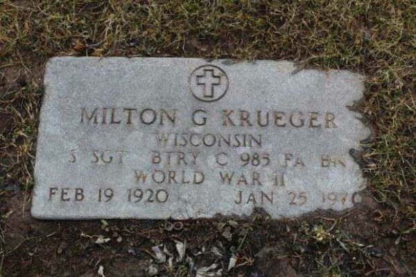 MILTON G KRUEGER MEMORIAL CEMETERY STONE