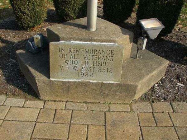 V.F.W. POST 8312 VETERANS MEMORIAL FLAGPOLE DEDICATION STONE