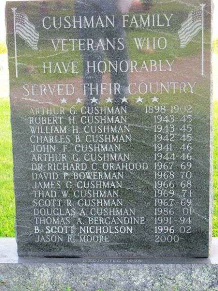 CUSHMAN FAMILY VETERANS MEMORIAL