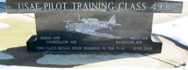 USAF PILOT TRAINING CLASS 49 B MEMORIAL BENCH FRONT