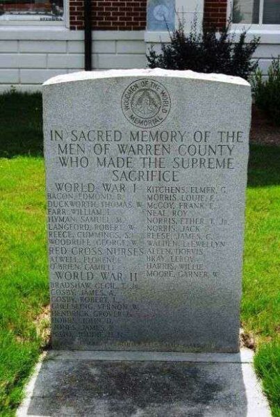 WOODMAN OF THE WORLD WARREN COUNTY SUPREME SACRIFICE MEMORIAL