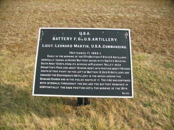 BATTERY F, 5TH U.S. ARTILLERY WAR MEMORIAL PLAQUE