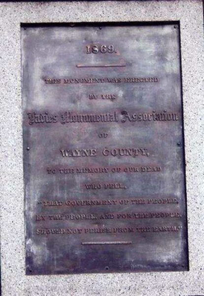 WAYNE COUNTY CIVIL WAR MONUMENT PLAQUE