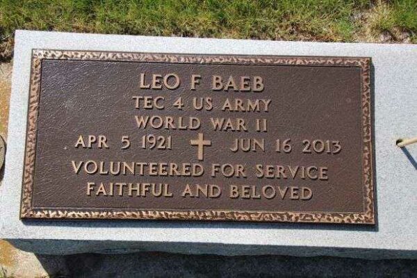 LEO F BAEB MEMORIAL CEMETERY STONE
