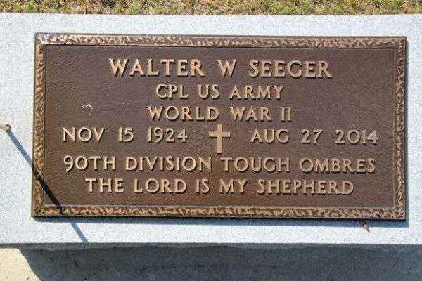 WALTER W SEEGER MEMORIAL CEMETERY STONE