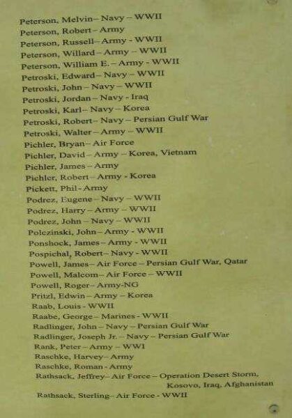 BUTTERNUT AREA VETERANS MEMORIAL HONOR ROLL PLAQUE N