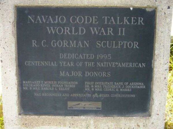 NAVAJO CODE TALKER WORLD WAR II MEMORIAL PLAQUE D