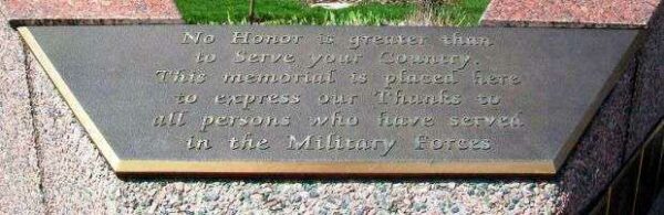 CRYSTAL LAKE VETERANS MEMORIAL PLAQUE