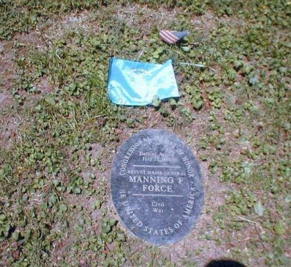 BREVET MAJOR GENERAL MANNING F. FORCE MEDAL OF HONOR MEMORIAL GRAVESTONE
