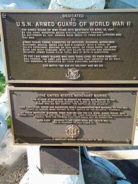NASSAU COUNTY U.S. NAVY ARMED GUARD OF WORLD WAR II MEMORIAL GUN PLAQUE