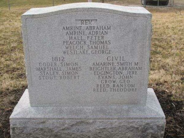 AMERINE CEMETERY WAR VETERANS MEMORIAL BACK