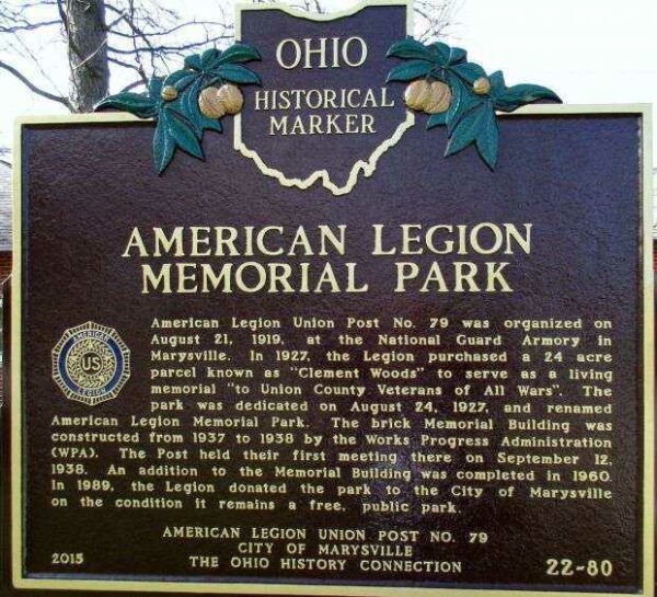 AMERICAN LEGION MEMORIAL PARK MARKER