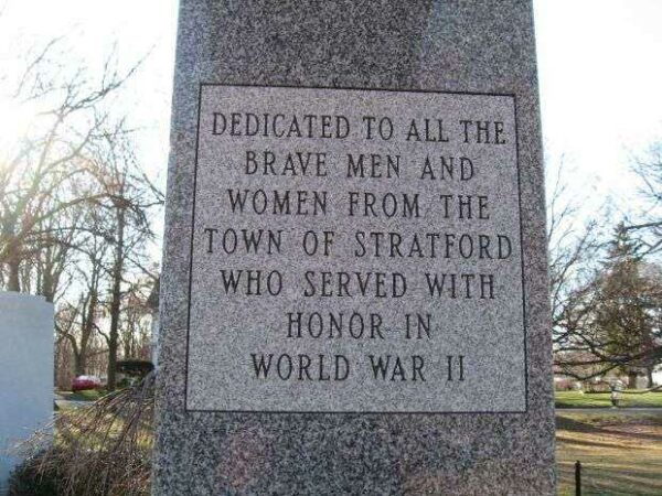 STRATFORD WORLD WAR II MEMORIAL RIGHT COLUMN