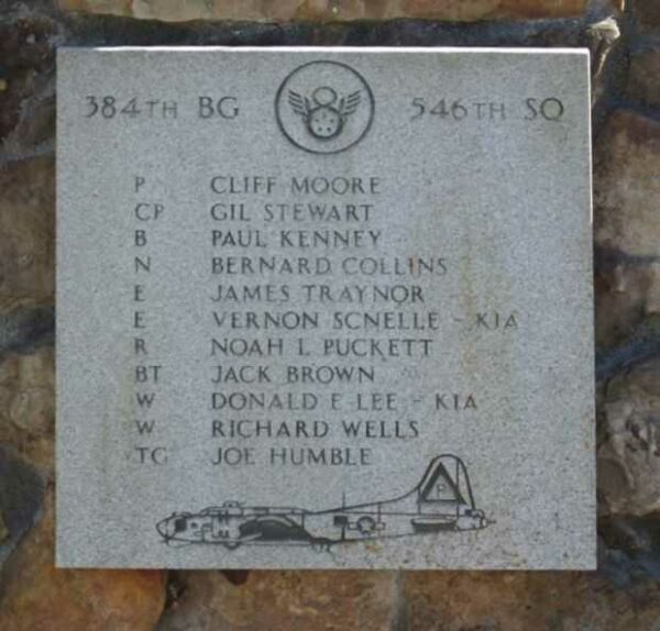 384TH BG 546TH SQ WAR MEMORIAL PLAQUE