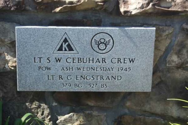 LT S W CEBUHAR CREW WAR MEMORIAL PLAQUE