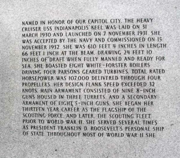 U.S.S. INDIANAPOLIS MEMORIAL PANEL A