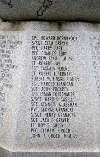 MICHIGAN CITY WORLD WAR II MEMORIAL HONOR ROLL INDIVIDUAL PANEL B
