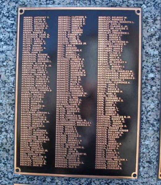 BLACKFORD COUNTY WORLD WAR II MEMORIAL PLAQUE A