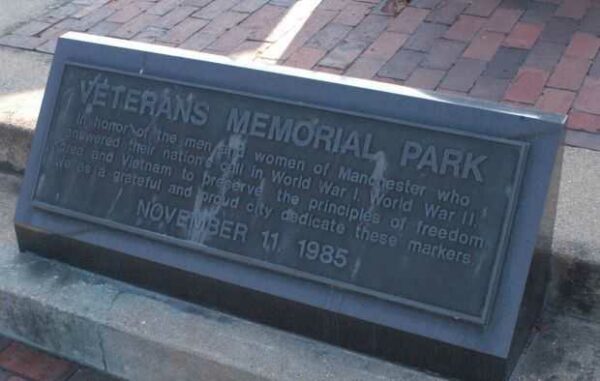 MANCHESTER VETERANS MEMORIAL PARK PLAQUE