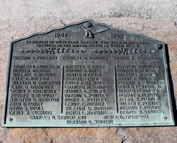 MARLOW WAR VETERANS MEMORIAL PLAQUE