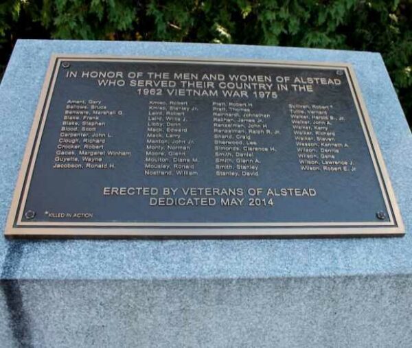 ALSTEAD VIETNAM WAR MEMORIAL PLAQUE