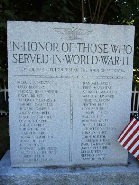 TOWN OF PITTSTOWN 4TH ELECTION DIST. WORLD WAR II MEMORIAL