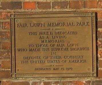 FAIR LAWN MEMORIAL PARK PLAQUE