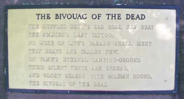 THE BIVOUAC OF THE DEAD MEMORIAL PLAQUE H