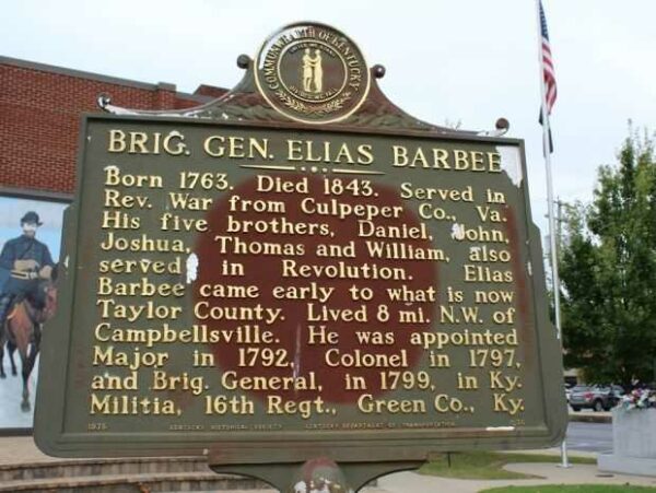 BRIG. GEN. ELIAS BARBEE WAR MEMORIAL MARKER FRONT