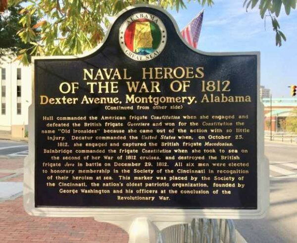 NAVAL HEROES OF THE WAR OF 1812 MEMORIAL MARKER BACK