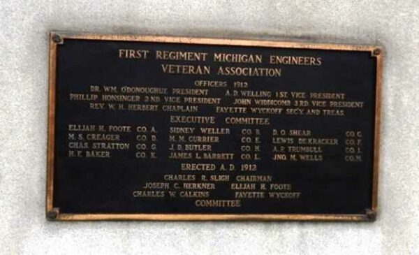 FIRST REGIMENT MICHIGAN ENGINEERS MEMORIAL PLAQUE D