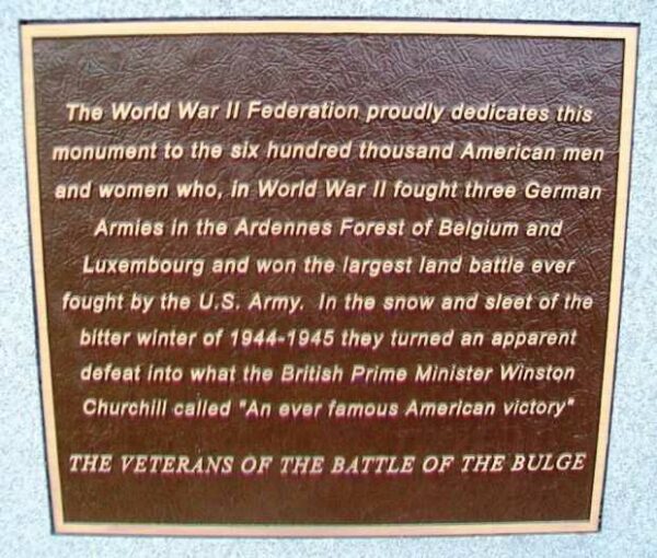 THE VETERANS OF THE BATTLE OF THE BULGE MEMORIAL PLAQUE