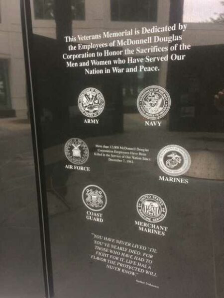 EMPLOYEES OF MC DONNELL DOUGLAS CORPORATION VETERANS MEMORIAL PANEL B