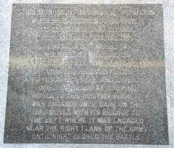 MICHIGAN THIRTEENTH REGIMENT OF INFANTRY WAR MEMORIAL NARRATIVE STONE