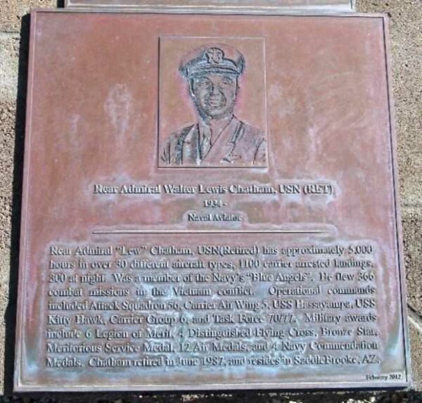 REAR ADMIRAL WALTER LEWIS CHATHAM, USN (RET) WAR MEMORIAL PLAQUE