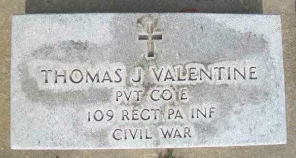 THOMAS J VALENTINE MEMORIAL CEMETERY STONE