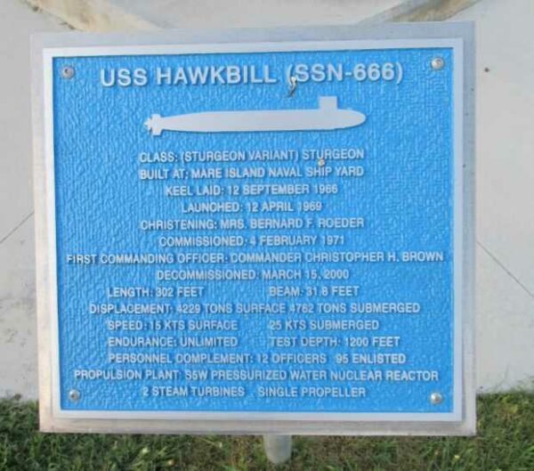 USS HAWKBILL (SSN-666) MEMORIAL PLAQUE