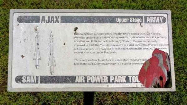 AJAX ARMY SAM MEMORIAL MISSILE PLAQUE