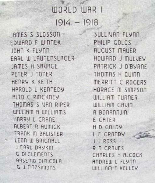 GENEVA WORLD WAR I MEMORIAL HONOR ROLL STONE A