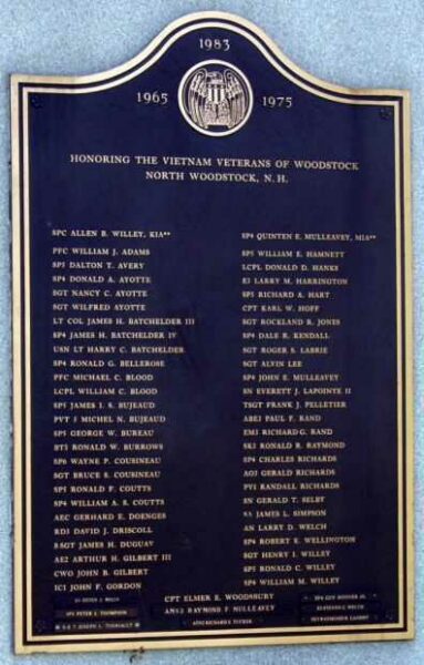 WOODSTOCK VIETNAM VETERANS MEMORIAL PLAQUE
