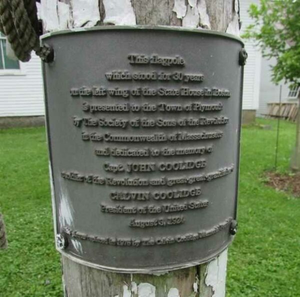 CAPT JOHN COOLIDGE FLAGPOLE MEMORIAL PLAQUE