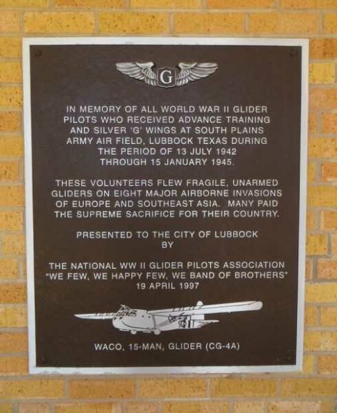WORLD WAR II GLIDER PILOTS MEMORIAL PLAQUE