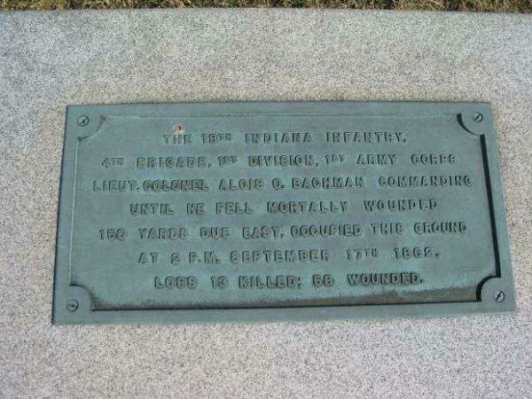 THE 19TH INDIANA INFANTRY WAR MEMORIAL PLAQUE