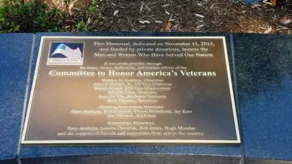HONOR AMERICA’S VETERANS MEMORIAL PLAQUE