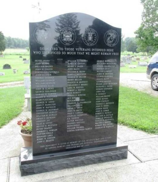 NEW BURLINGTON CEMETERY VETERANS MEMORIAL BACK