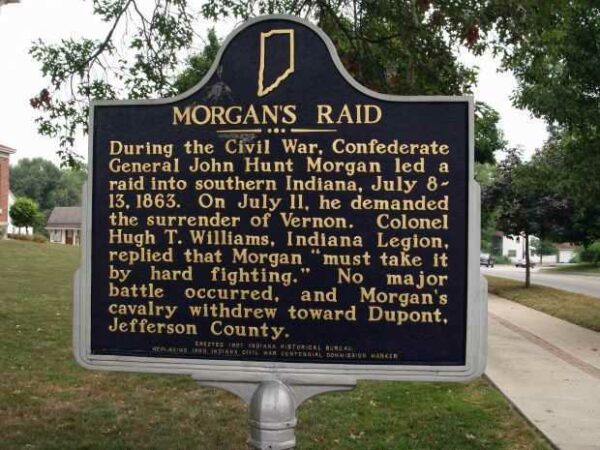 MORGAN’S RAID ROUTE WAR MEMORIAL MARKER MARKER
