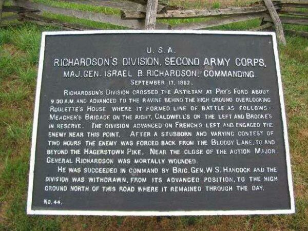 RICHARDSON’S DIVISION, SECOND ARMY CORPS WAR MEMORIAL PLAQUE